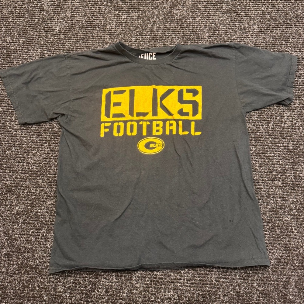 Deuce Elks Football Graphic T-Shirt Youth XL Black Short Sleeve‎ Cotton Tee